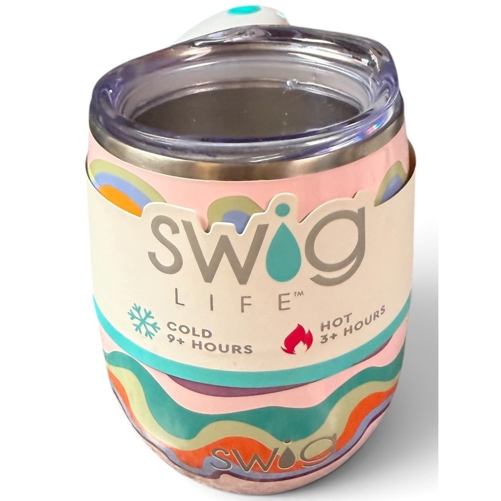 Swig Life Stemless Cup 14oz Sand Art Pink Stainless Steel Insulated Tumbler NWT